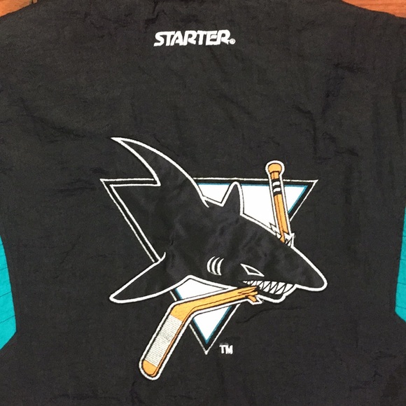 Vintage Starter NHL Sharks Hooded Puffer Jacket - Picture 7 of 8